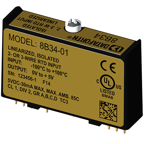 8B34-01: 8B Linearized 2- or 3-Wire RTD Modules