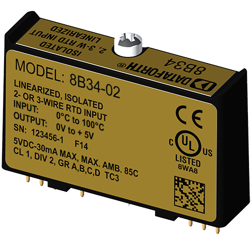 8B34-02: 8B Linearized 2- or 3-Wire RTD Modules