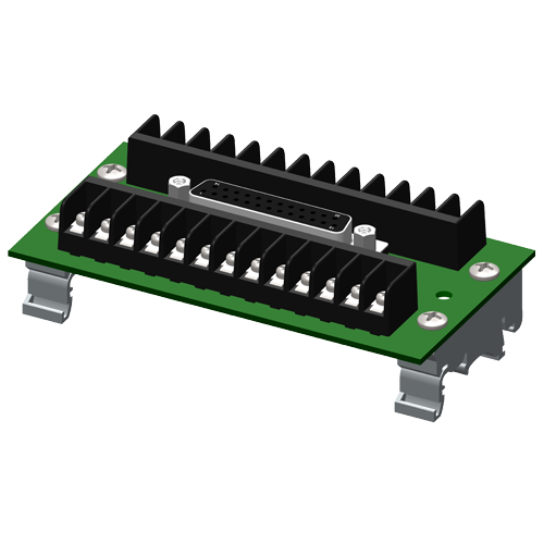 DB25 to screw terminal interface board for DIN rail