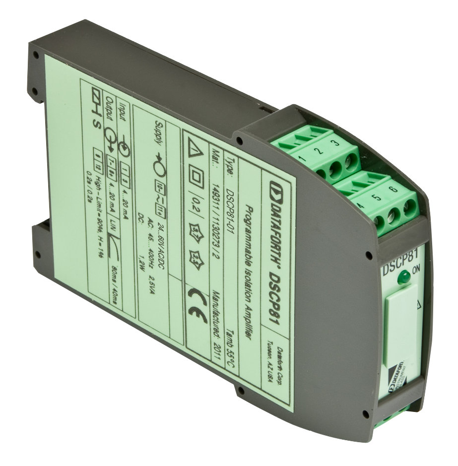 DSCP81-01: Configurable Voltage/Current Input Signal Conditioner, DIN Mount