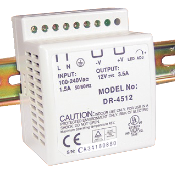 PWR-4505: Power supply, 5A, 5VDC, 85 to 264VAC Universal, DIN mount, Switching power supply