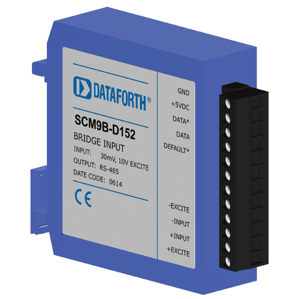 SCM9B-D152: 30mV Bridge Input, 10V Excitation/RS-485 Output