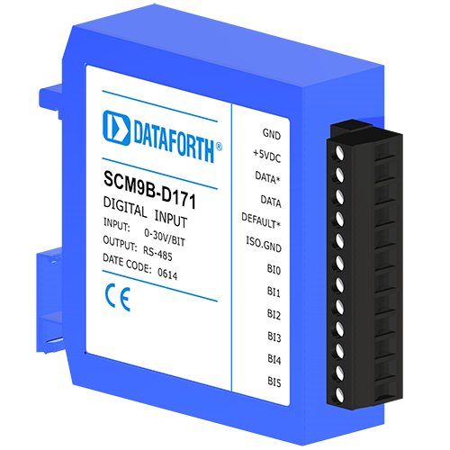 SCM9B-D171: DIN Rail Mount Sensor-to-Computer Module, 6 Digital Inputs/RS-485 Output