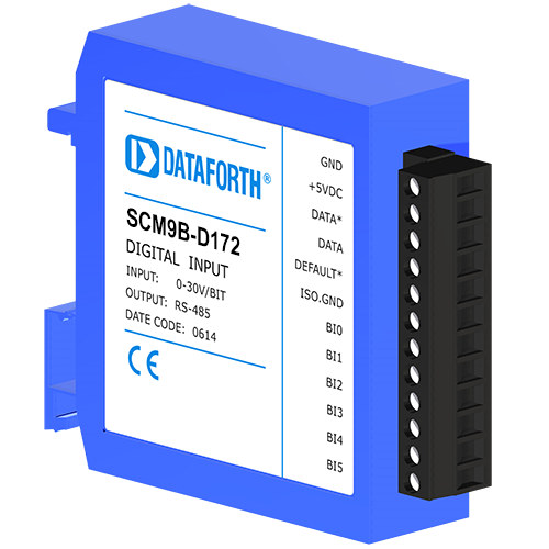 SCM9B-D172: DIN Rail Mount Sensor-to-Computer Module, 6 Digital Outputs/RS-485 Output