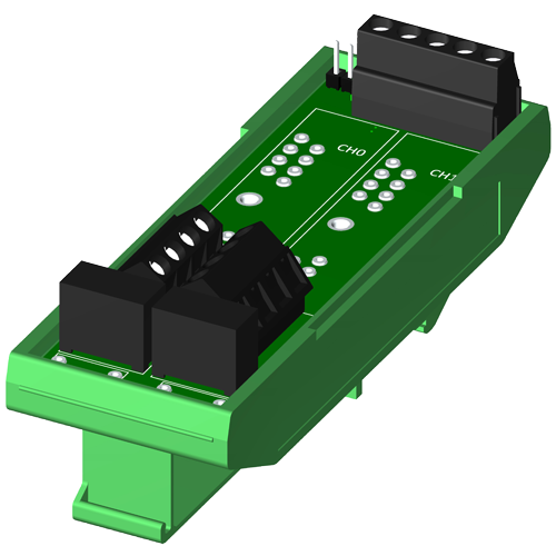 Dual channel backpanel, DIN rail mount, for SCM5B modules