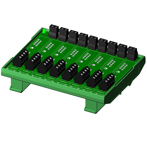 Non-multiplexed, 8 channel backpanel, no CJC, with DIN rail mounting option, for SCM5B modules